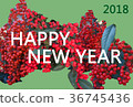 簡單的新年賀卡NewYear卡與Nanten（南十）的主題 36745436