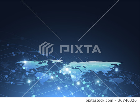Global network connection. World map point Global network connection. World map point 36746326