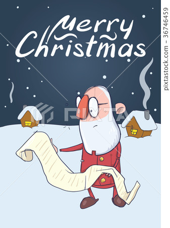 Christmas card of funny Santa Claus in glasses Christmas card of funny Santa Claus in glasses 36746459