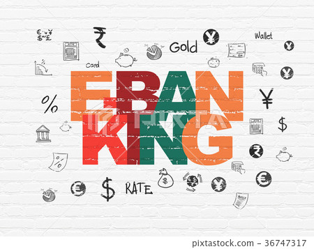 Currency concept: E-Banking on wall background Currency concept: E-Banking on wall background 36747317