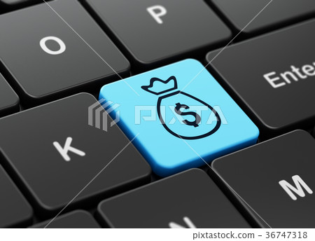 Banking concept: Money Bag on computer keyboard 36747318
