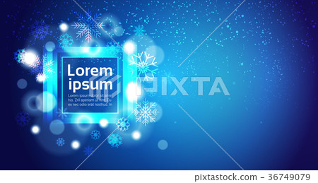 Blue Christmas Background With Blurred Snowflakes 36749079