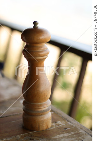 Natural brown wooden pepper mill spices 36749336