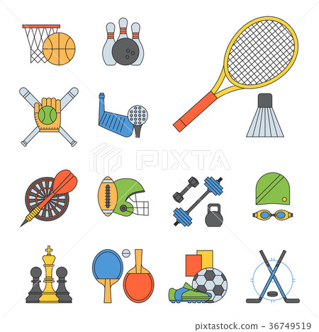 Set of sport vector icons in flat design line 36749519