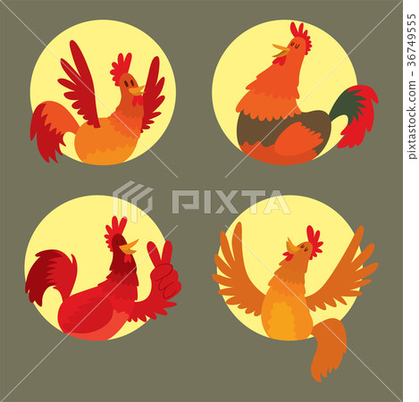 Cute cartoon rooster vector illustration chicken 36749555