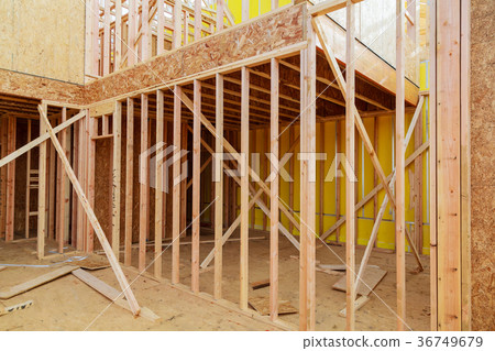 wooden beams at construction interior frame wooden beams at construction interior frame 36749679