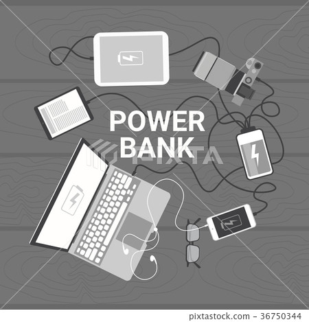 Modern Devices Charging From Power Bank Top Andle Modern Devices Charging From Power Bank Top Andle 36750344