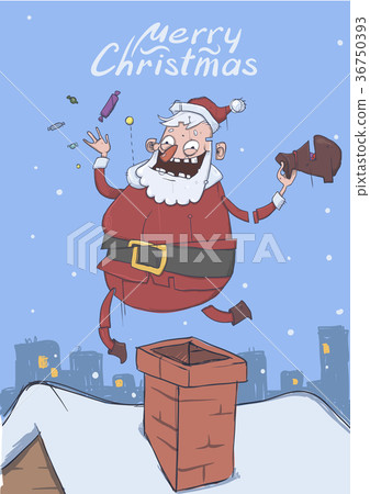 Christmas card with funny Santa Claus. Santa 36750393