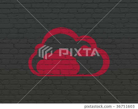 Cloud networking concept: Cloud on wall background 36751603