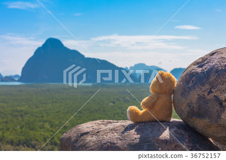 a doll bear sit on the rock a doll bear sit on the rock 36752157