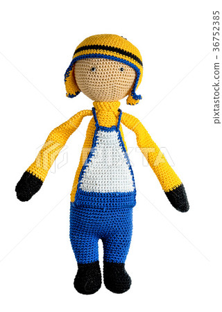 crocheted man figure toy isolated on white bac crocheted man figure toy isolated on white bac 36752385
