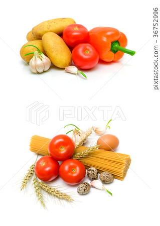 different food on a white background different food on a white background 36752996