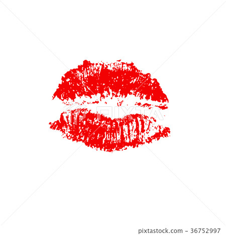 Red lips track print. Stamp of mouth. Vector Red lips track print. Stamp of mouth. Vector 36752997
