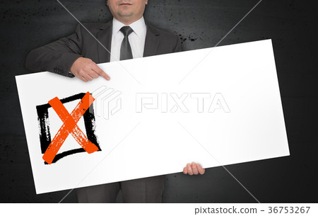 Checkbox poster is held by businessman 36753267