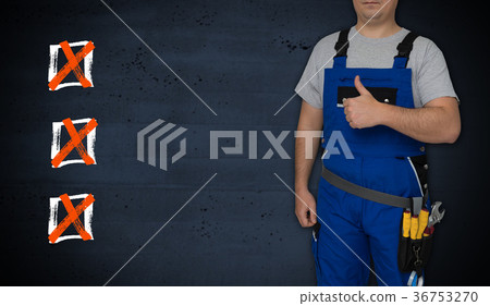 Checklist and craftsman with thumbs up 36753270