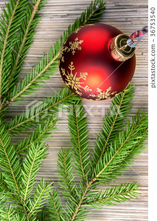 Fir tree background and Christmas ball Fir tree background and Christmas ball 36753540