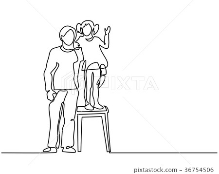 Father with little daughter standing on a stool Father with little daughter standing on a stool 36754506