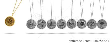 Newton cradle of gold and silver crypto currencies 36754857