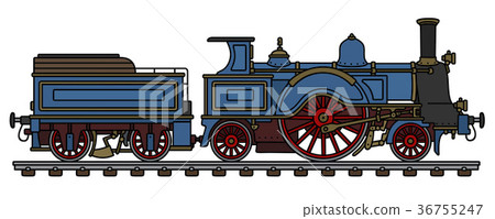 Vintage blue steam locomotive - Stock Illustration [36755247] - PIXTA