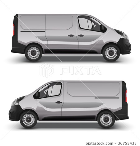 Gray minivan right and left side view-插圖素材 [36755435] - PIXTA圖庫