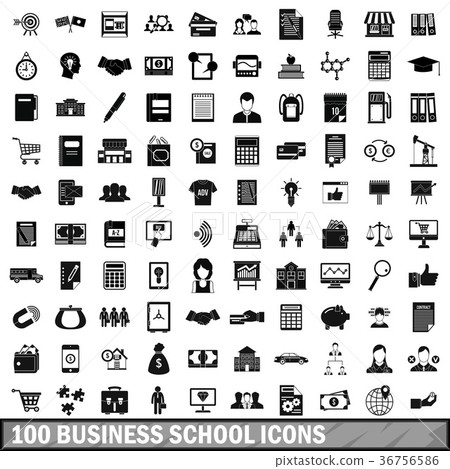 100 business school icons set, simple style 100 business school icons set, simple style 36756586