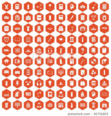 100 library icons hexagon orange - Stock Illustration [36756805] - PIXTA