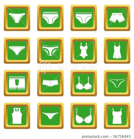 Underwear items icons set green Underwear items icons set green 36756843