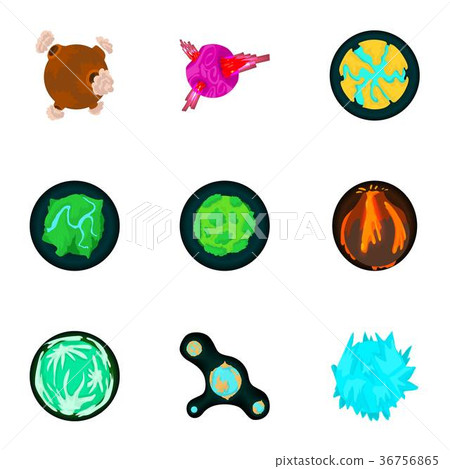 Galaxy planet icons set, cartoon style Galaxy planet icons set, cartoon style 36756865