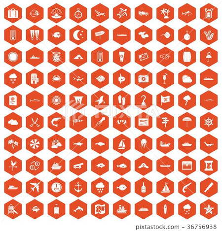 100 marine environment icons hexagon orange 100 marine environment icons hexagon orange 36756938