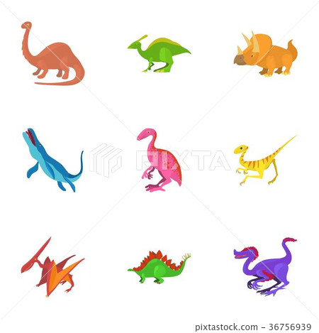 Different dinosaur icons set, cartoon style Different dinosaur icons set, cartoon style 36756939