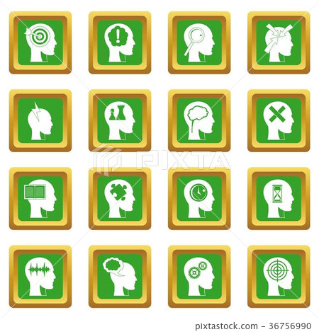 Head logos icons set green Head logos icons set green 36756990