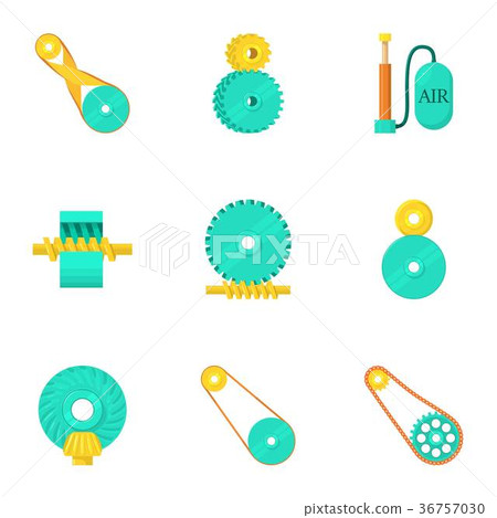 Engine parts icons set, cartoon style 36757030