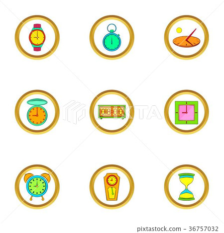 Different clock icons set, cartoon style 36757032