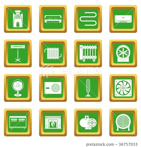 Heating cooling air icons set green 36757033