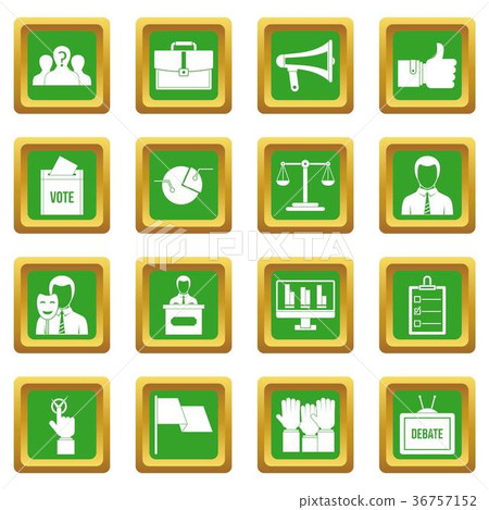 Election voting icons set green Election voting icons set green 36757152