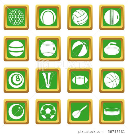 Sport balls icons set green 36757381