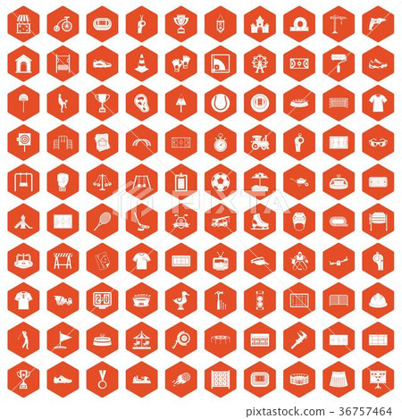100 playground icons hexagon orange 36757464