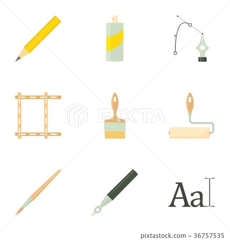 Drawing tools icons set, cartoon style 36757535