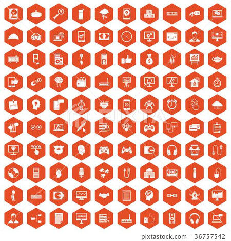 100 programmer icons hexagon orange 36757542