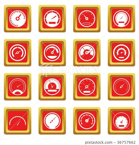 Speedometer icons set red Speedometer icons set red 36757662
