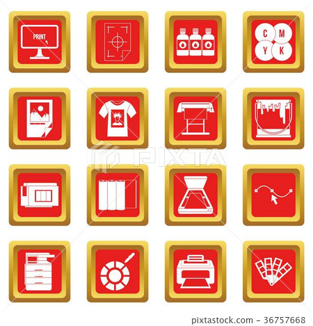 Printing icons set red 36757668