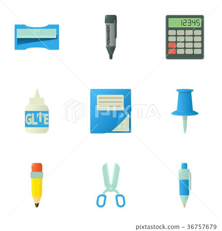 Education equipment icons set, cartoon style 36757679