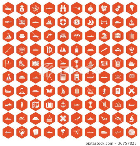 100 shipping icons hexagon orange 100 shipping icons hexagon orange 36757823