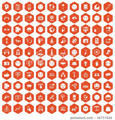 100 social media icons hexagon orange 100 social media icons hexagon orange 36757826