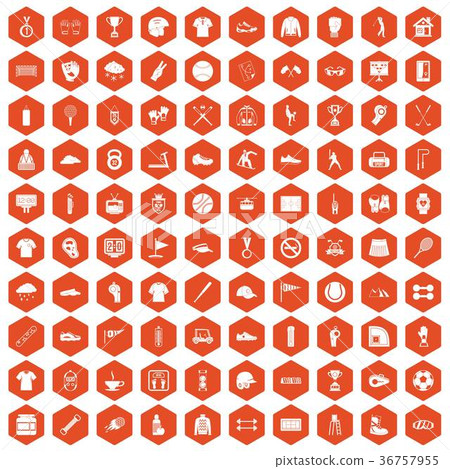 100 sport club icons hexagon orange 100 sport club icons hexagon orange 36757955