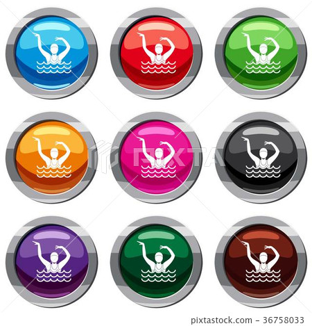 Swimmer in a swimming pool set 9 collection 36758033