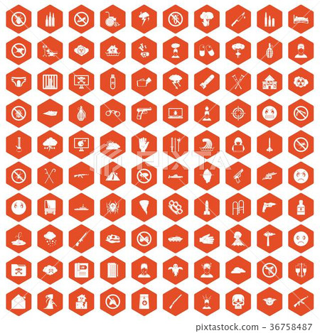 100 tension icons hexagon orange 36758487