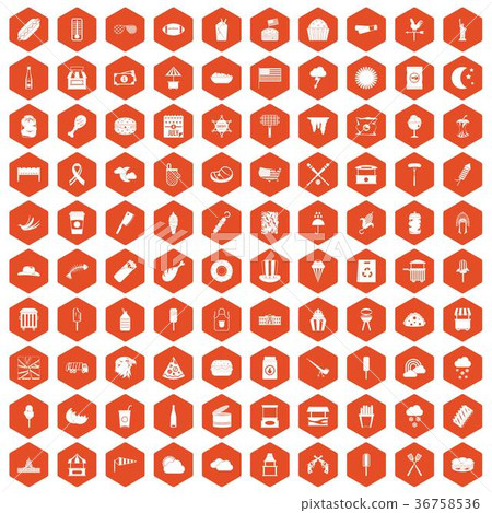 100 street food icons hexagon orange 100 street food icons hexagon orange 36758536