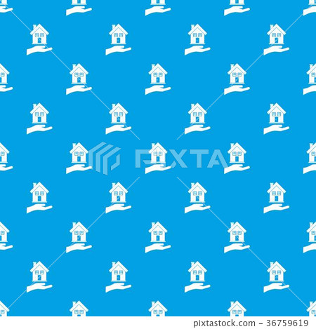 Hand holding house pattern seamless blue Hand holding house pattern seamless blue 36759619