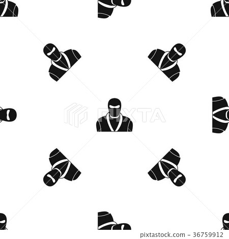 Ninja in black mask pattern seamless black 36759912